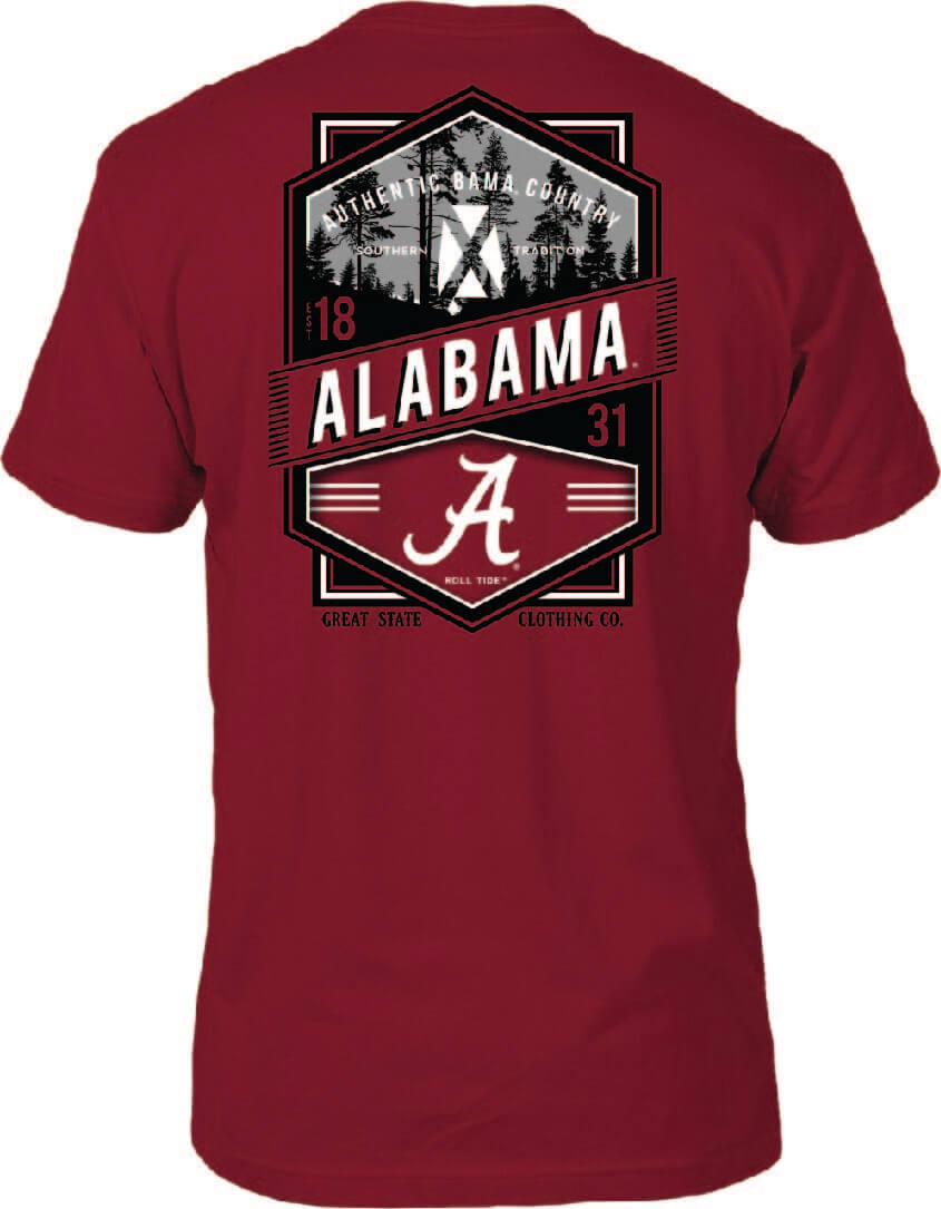 Alabama Crimson Tide Double Diamond Crest T-Shirt - Back