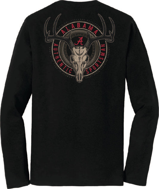 Alabama Crimson Tide Deer Skull Badge Long Sleeve T-Shirt - Back