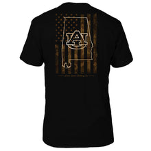 Load image into Gallery viewer, Auburn Tigers US Camo Flag T-Shirt - Back
