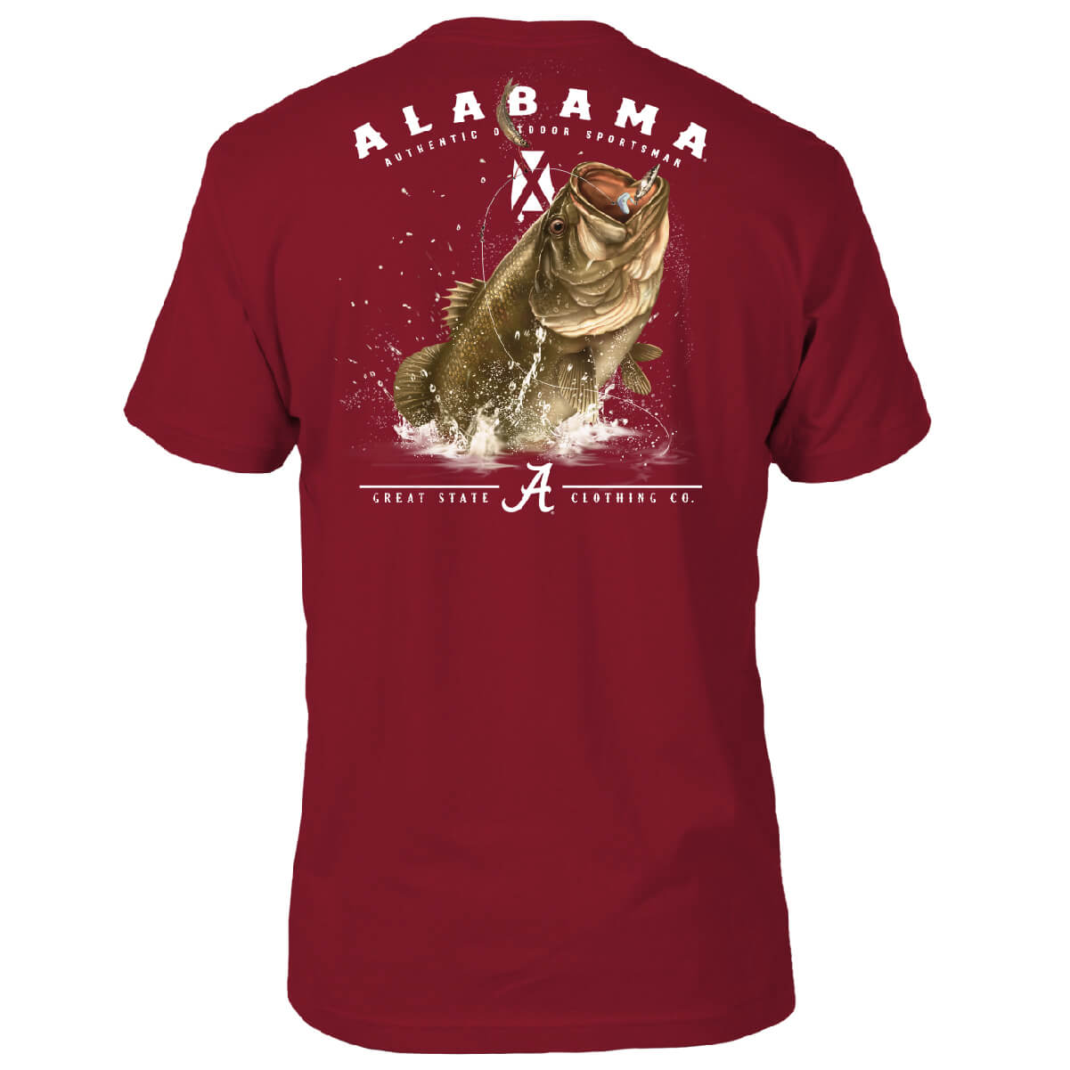 Alabama Crimson Tide Hookin' Bass T-Shirt - Back