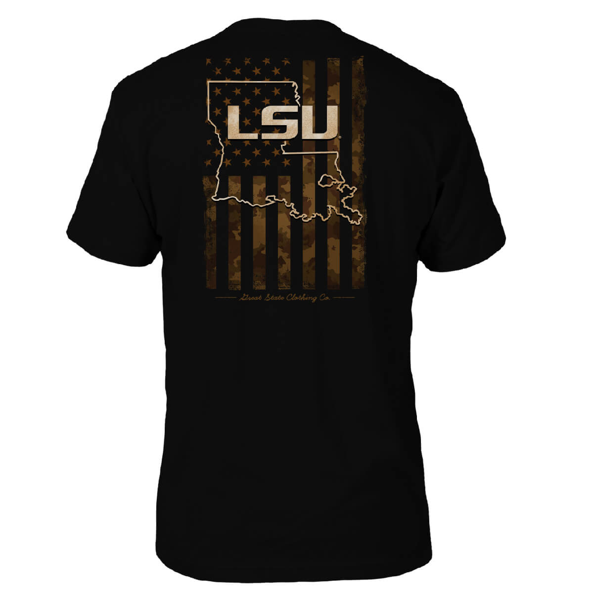 LSU Tigers US Camo Flag T-Shirt - Back