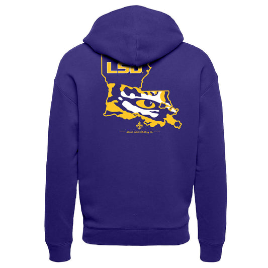 LSU Tigers Big State Flag Hoodie - Back