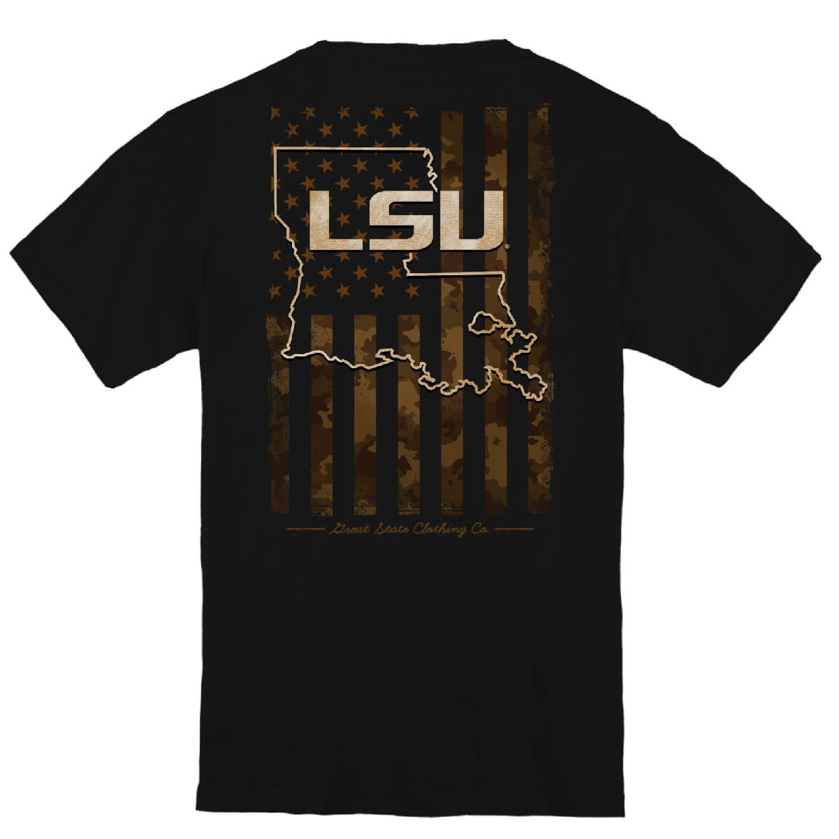 LSU Tigers US Camo Flag Youth T-Shirt