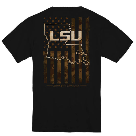 LSU Tigers US Camo Flag Youth T-Shirt