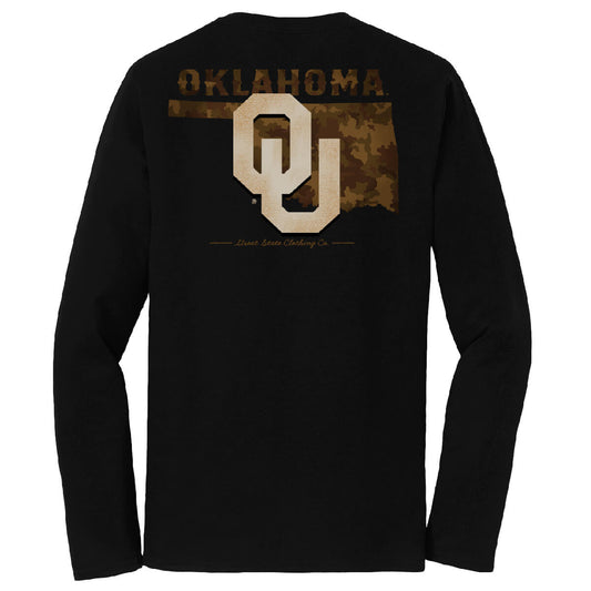 Oklahoma Sooners US Camo Flag Long Sleeve