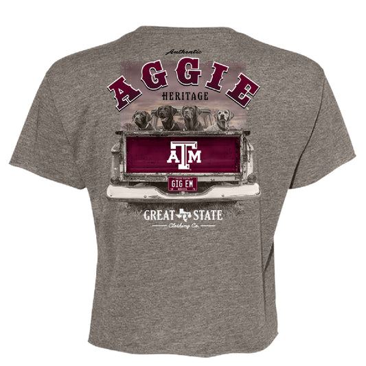 Texas A&M Aggies Labs in Truck Womens Crop Top