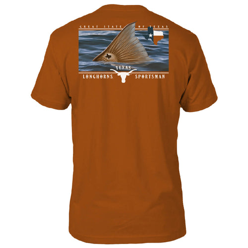 Texas Longhorns Redfish Tail Portrait T-Shirt - Back