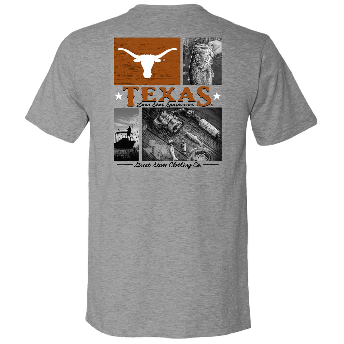 Texas Longhorns Multi Plane Bass T-Shirt - Back