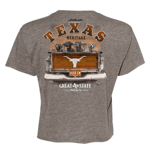 Texas Longhorns Labs in Truck Crop Top - Back