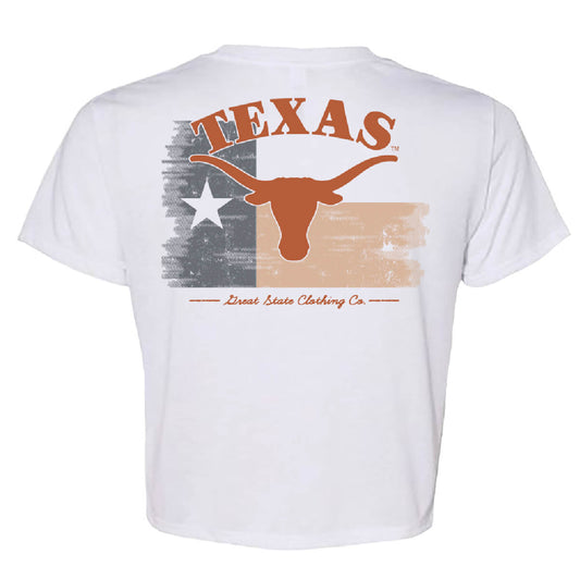 Texas Longhorns Washed Flag Crop Top - Back