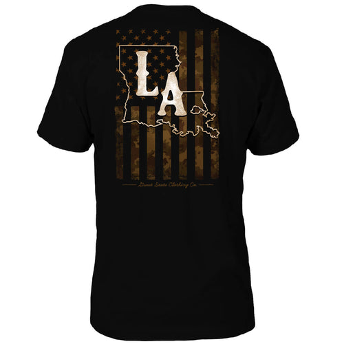 Louisiana US Camo Flag T-Shirt - Back