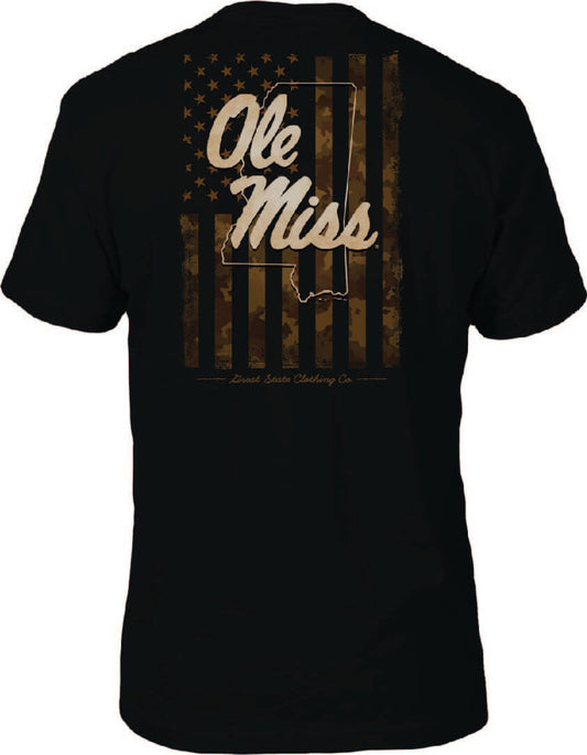 Ole Miss Rebels US Camo Flag T-Shirt