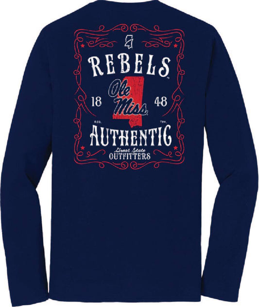 Ole Miss Rebels Vintage Whiskey Label Long Sleeve T-Shirt