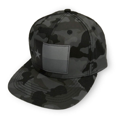 Texas Black Camo Leather Hat - Front