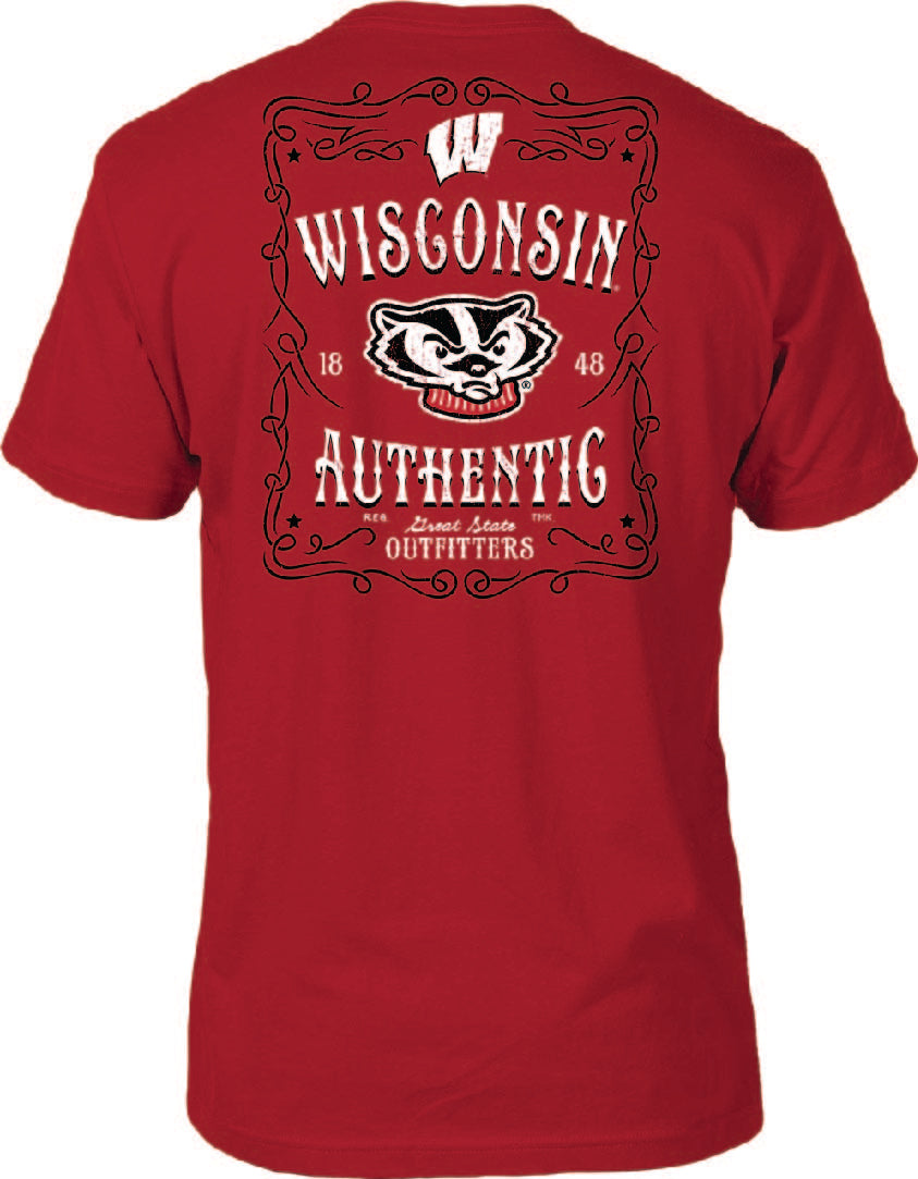 Wisconsin Badgers Vintage Whiskey Label Tee